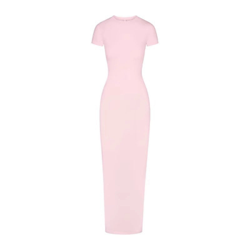 Damen Figurbetontes Maxikleid mit kurzen Ärmeln