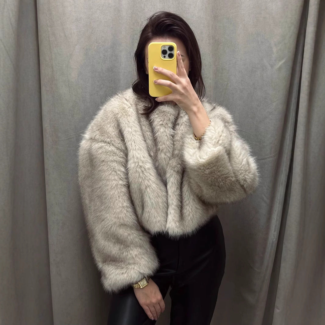 Damen kuschelige Teddyfelljacke mit kurzem Schnitt und schmeichelndem Design Fudus