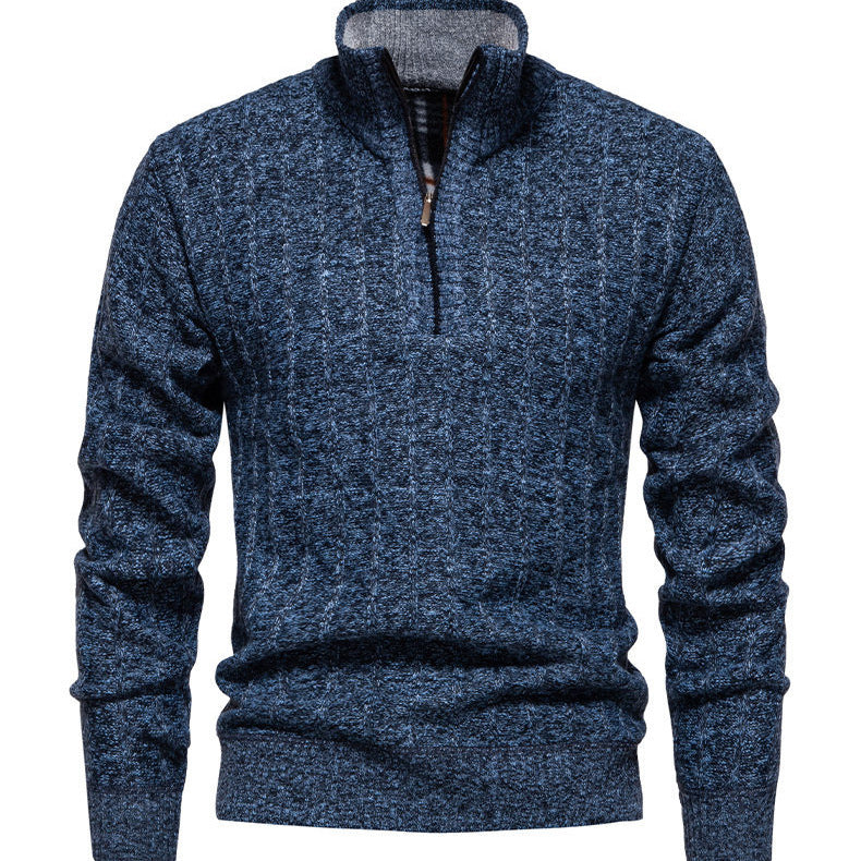 Herren Pullover mit Stehkragen und Zipper Fudus