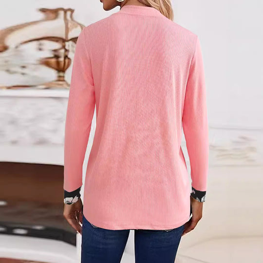 Damen Lässige Strickjacke mit floralem Akzent Fudus