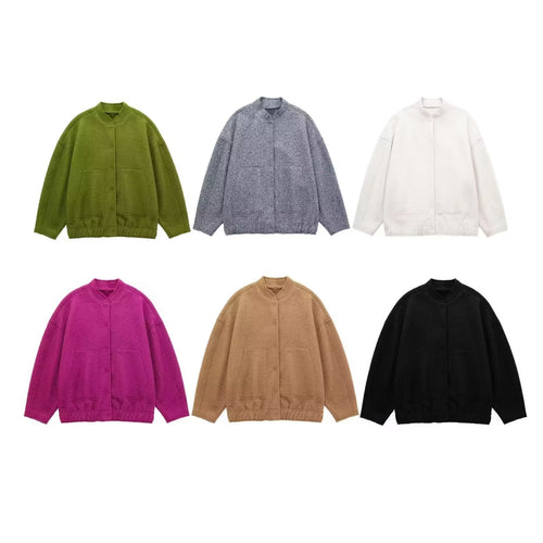 Damen Kuschelige Oversized-Jacke aus flauschigem Material mit praktischen Taschen Fudus