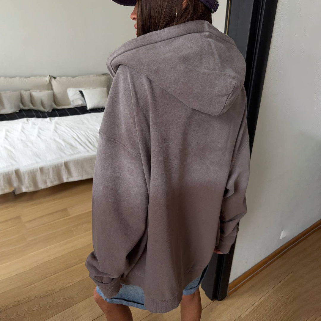 Damen lässige Oversized-Jacke mit hohem Kragen und praktischen Taschen Fudus
