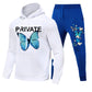Damen Hoodie und Jogginghose Set mit einzigartigem Schmetterlingsdesign Fudus