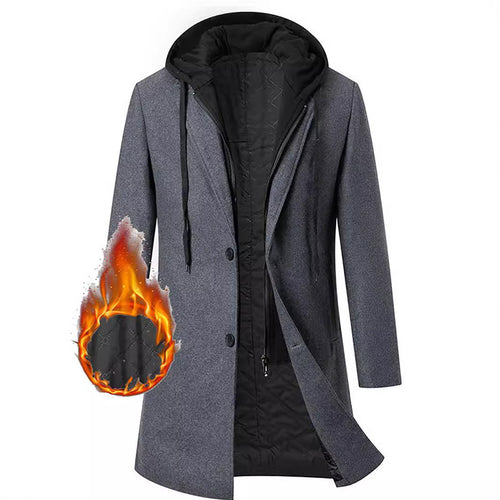 Damen langer Mantel mit Kapuze Fudus