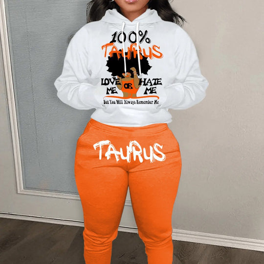 Damen Hoodie- und Jogginghose-Set mit einzigartigem Astrologie-Motiv Fudus