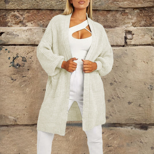 Damen Grobstrickcardigan mit lässigem Schnitt und praktischen Taschen Fudus
