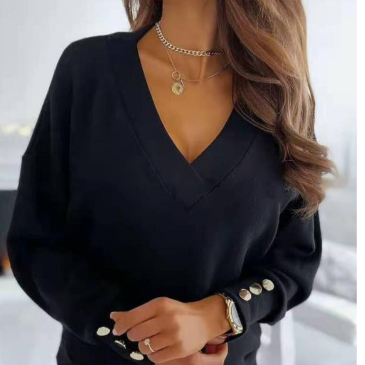 Damen V-Ausschnitt Oversize Pullover Fudus