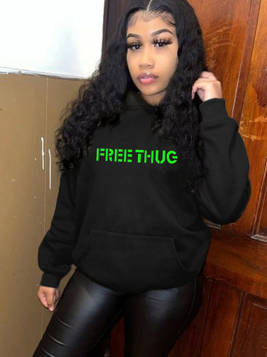 Damen Kapuzenpullover mit kreativem Grafikumdruck und bequemer Passform Fudus