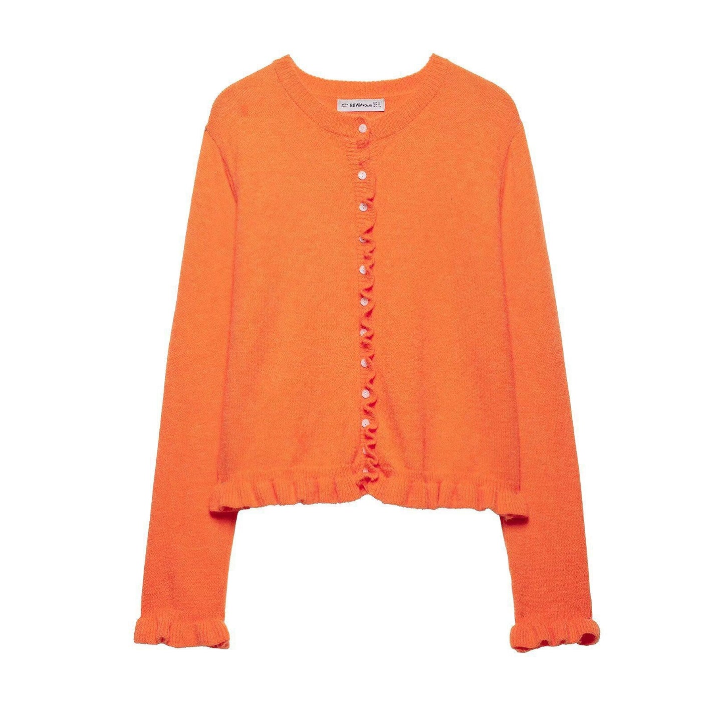 Cardigan Damen Rüschensaum Knopfleiste Elegant