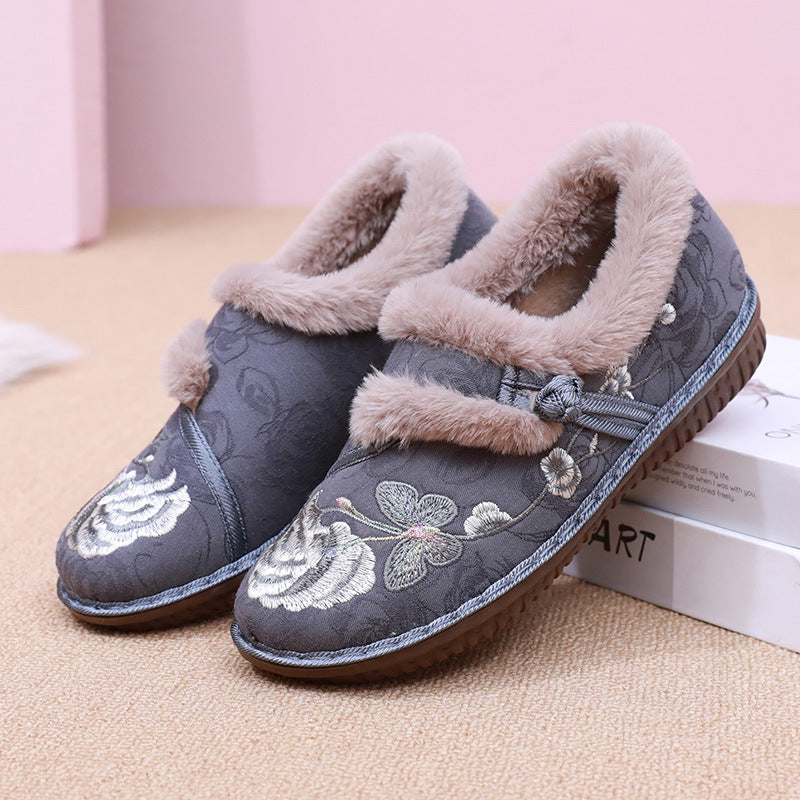 Damen Kuschelige und dekorative Hausschuhe mit floralem Design Fudus