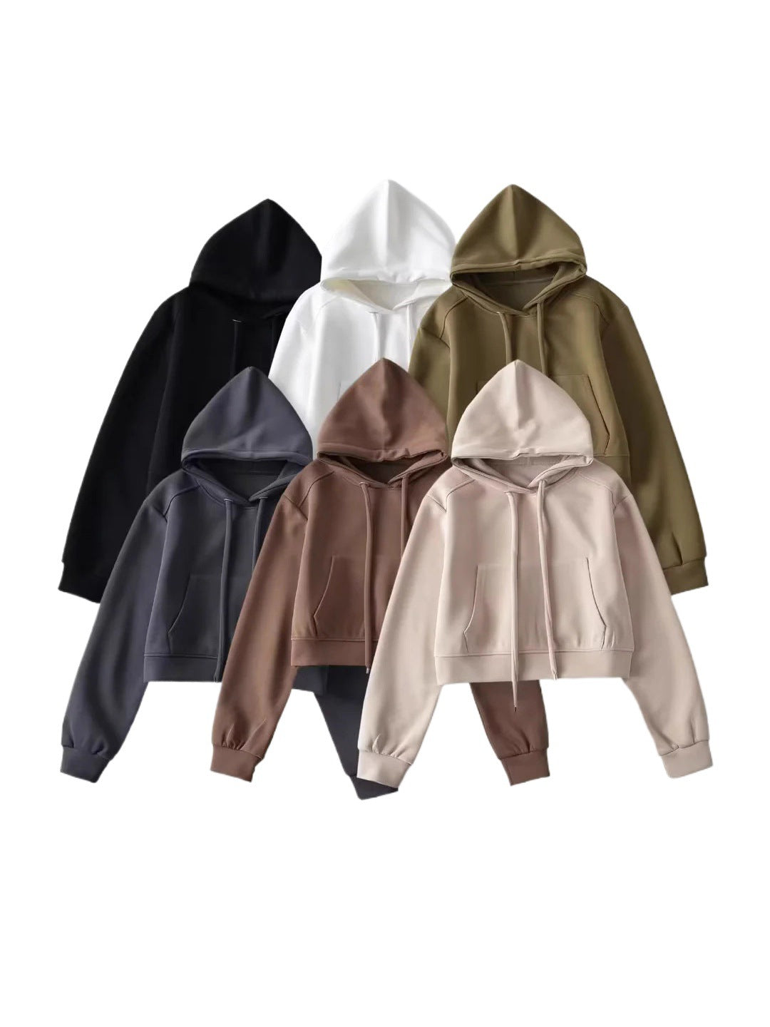 Damen modischer cropped Kapuzenpullover aus sweatshirt Material Fudus