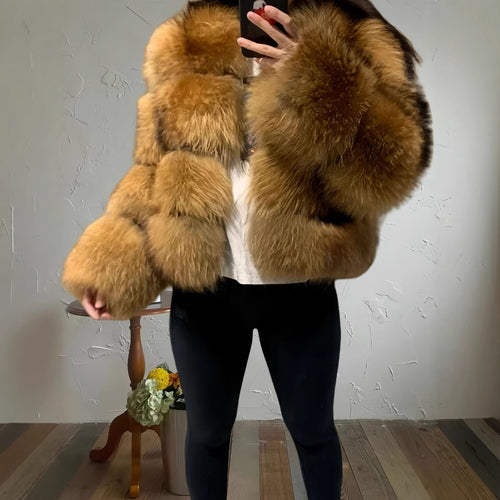 Damen kuschelige Pelzjacke Fudus