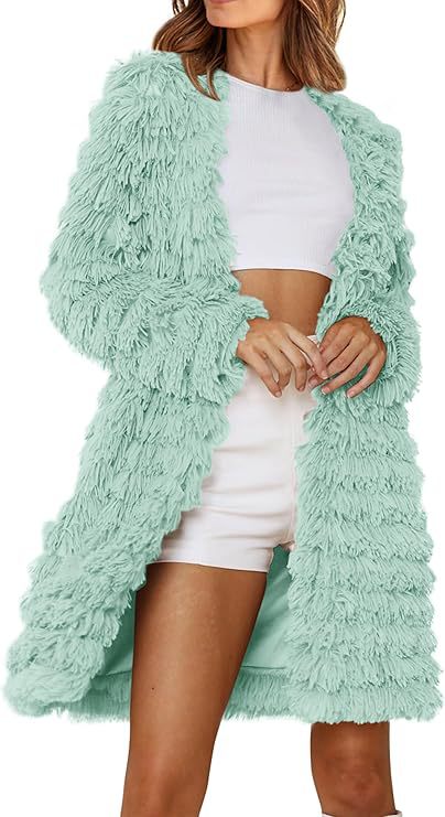 Damen Langer Fransenmantel Fudus