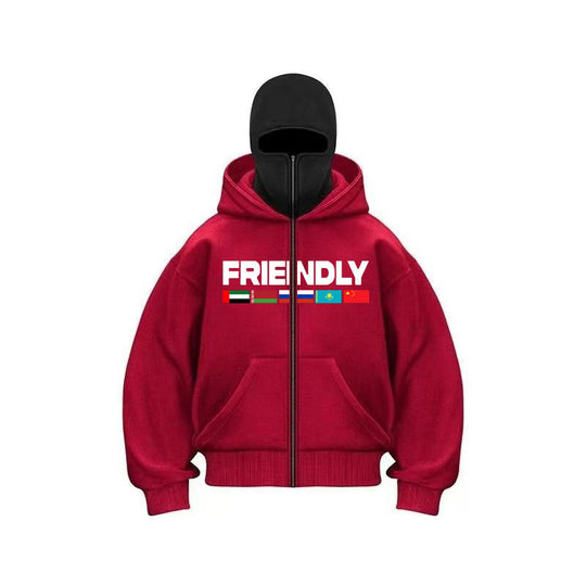 Damen Kapuzenjacke mit festem Reißverschluss und auffälligem grafischen Druck Fudus