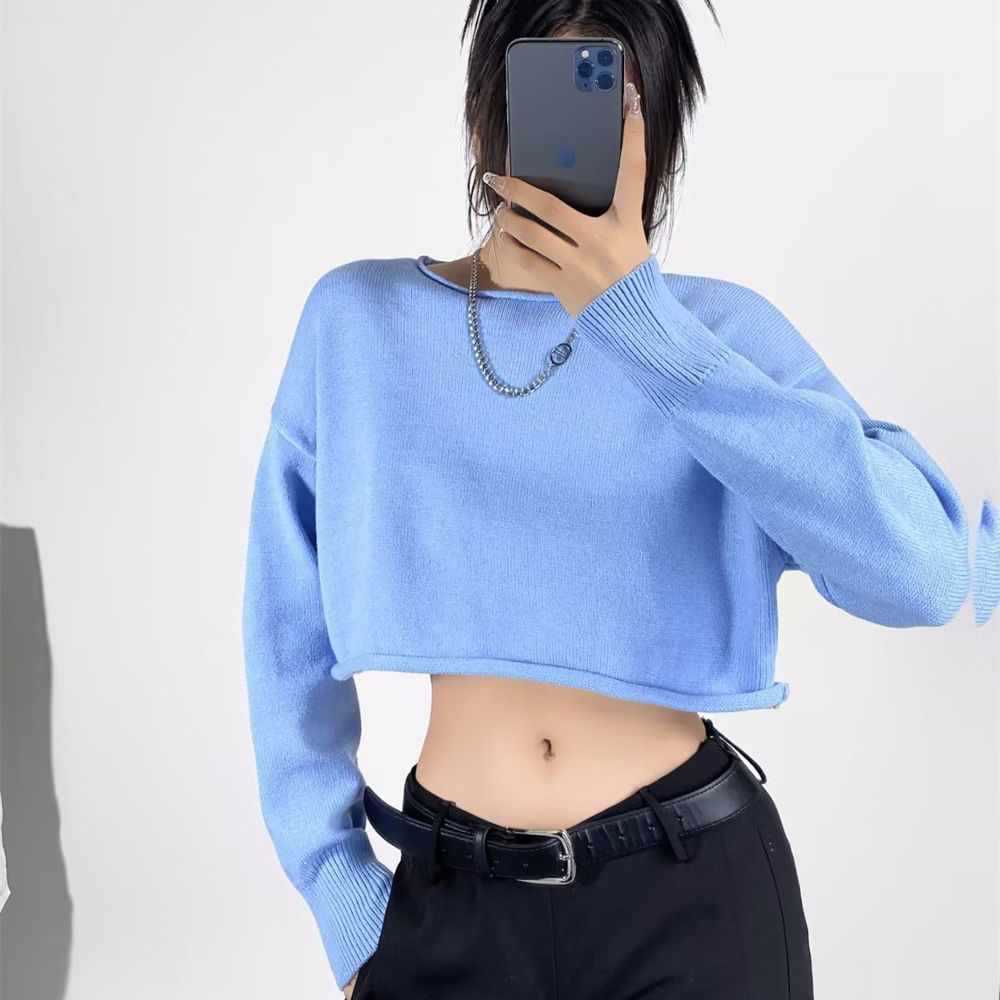 Damen modischer cropped Pullover Fudus