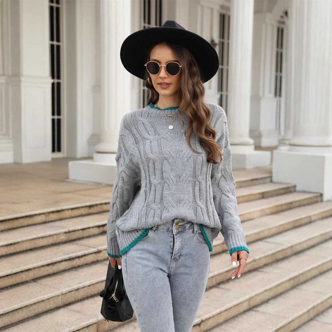 Damen Grobstrickpullover mit lässiger Passform und strukturiertem Design Fudus