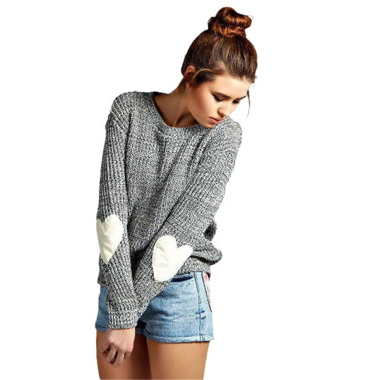 Damen kuscheliger Pullover mit Herzdetails Fudus