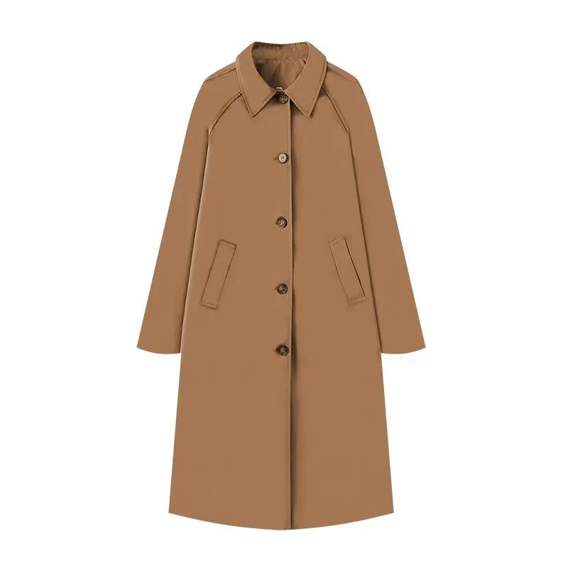 Damen klassischer Trenchcoat mit schickem Reverskragen und praktischen Taschen Fudus