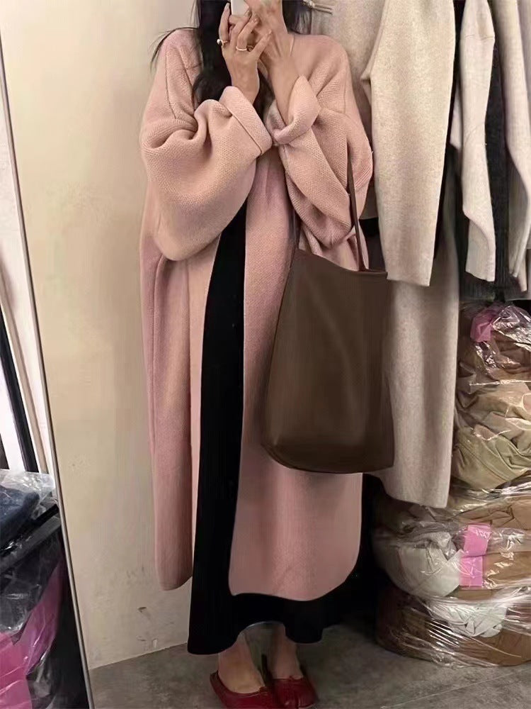 Damen Kuscheliger Strickponcho mit breiten Ärmel Fudus