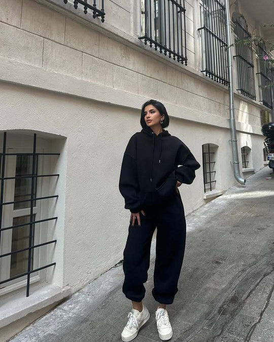 Damen komfortable Oversized-Fleece-Hoodie Fudus