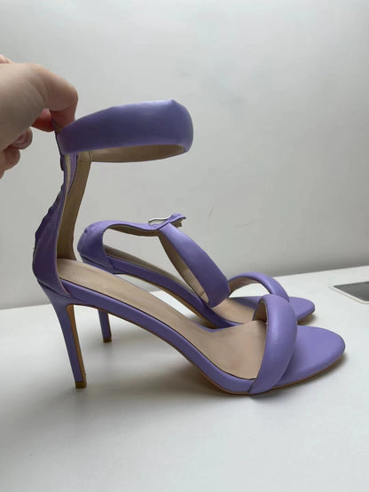 Sandalen Damen Stiletto Hochglanz Skulpturaler Riemen