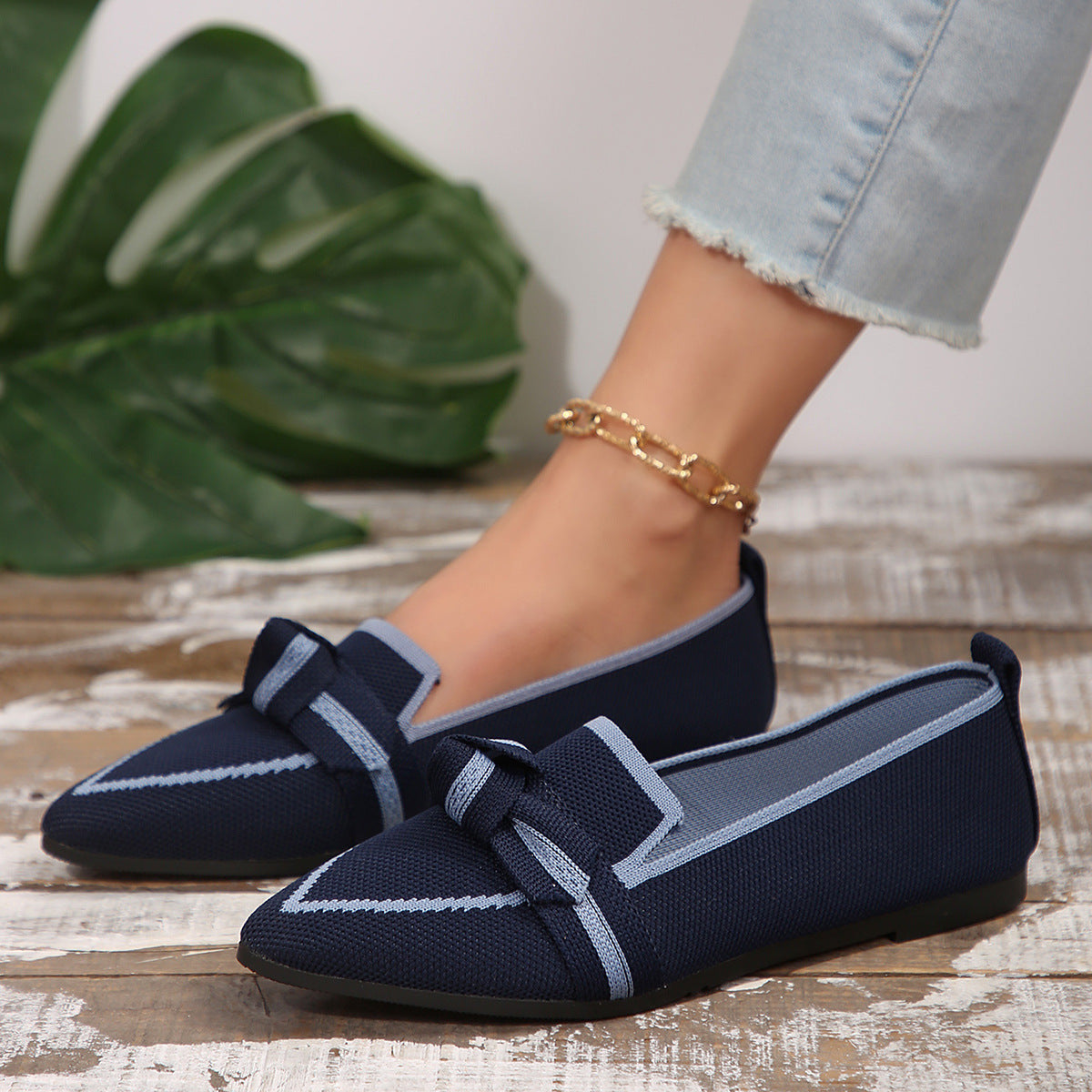 Damen Elegante Slipper Knoten Details