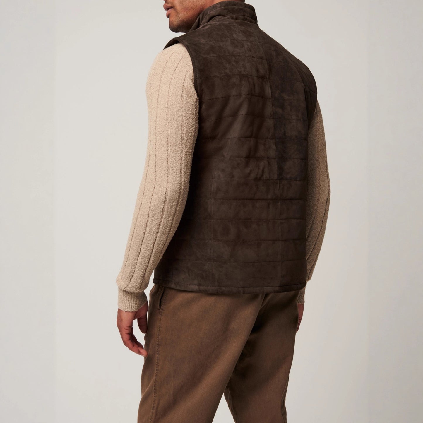 Herren Wildleder Steppweste Weich Leicht Gepolstert