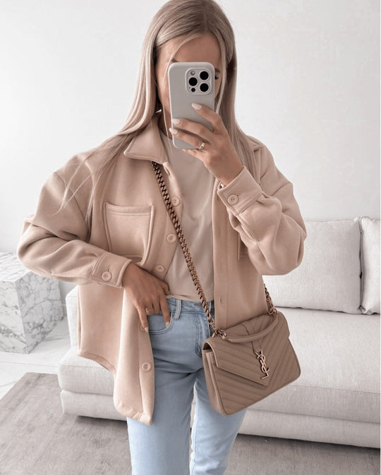 Damen Lässige Overshirtjacke mit praktischen Taschen Fudus