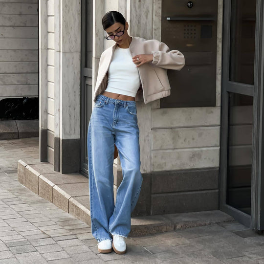 Damen lässige Bomberjacke mit elastischen Bündchen und modischem Schnitt Fudus