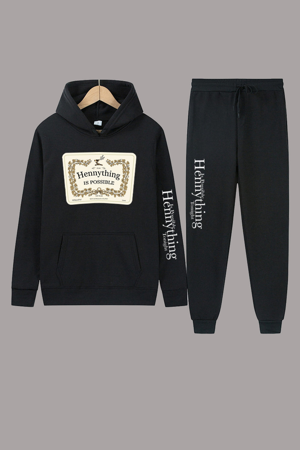 Damen Hoodie und Jogginghose Set mit kreativem Statementdruck Fudus