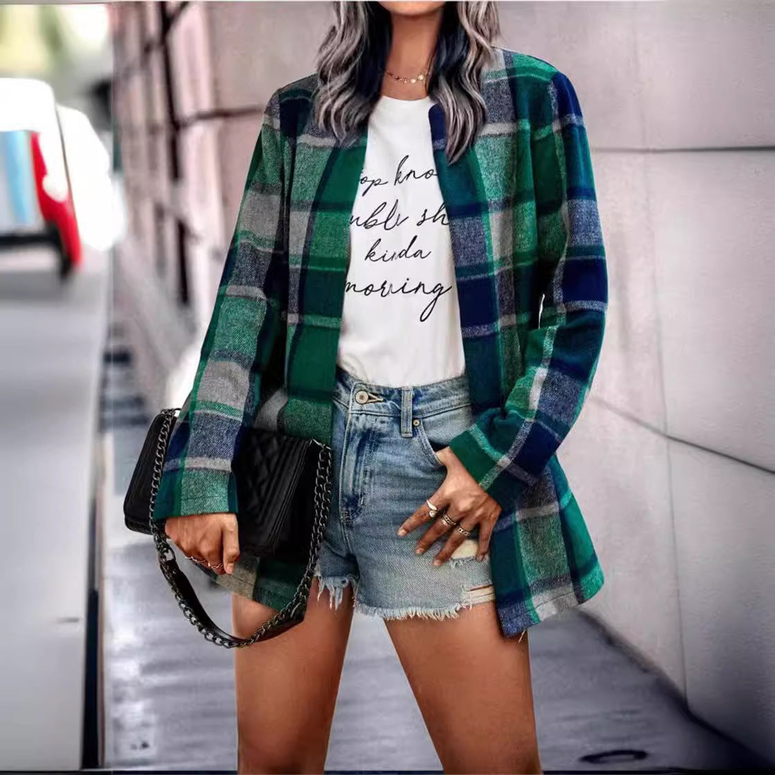 Damen elegante Boucle-Blazer Fudus