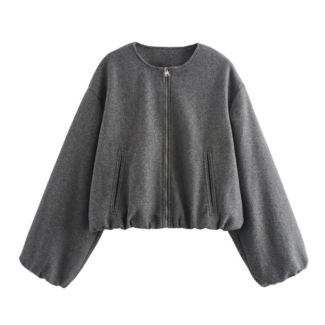 Damen lässige Oversize-Jacke mit elastischem Bund und praktischen Taschen Fudus