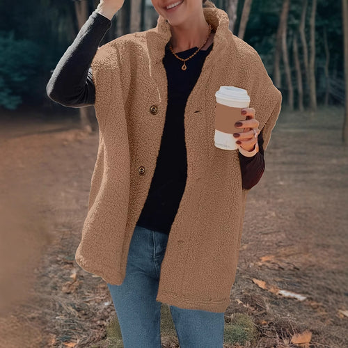 Damen kuschelige Teddy-Weste mit Kapuze Fudus