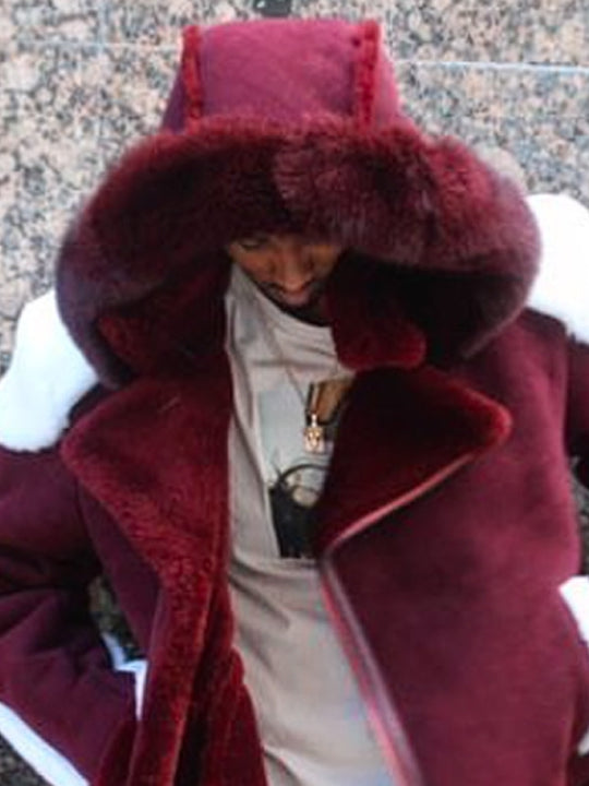 Damen Kuscheliger Teddyfell-Mantel mit Kapuze Fudus