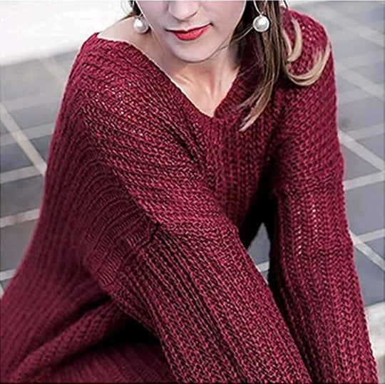 Damen Grobstrickpullover mit weichem Material und weitem Schnitt Fudus