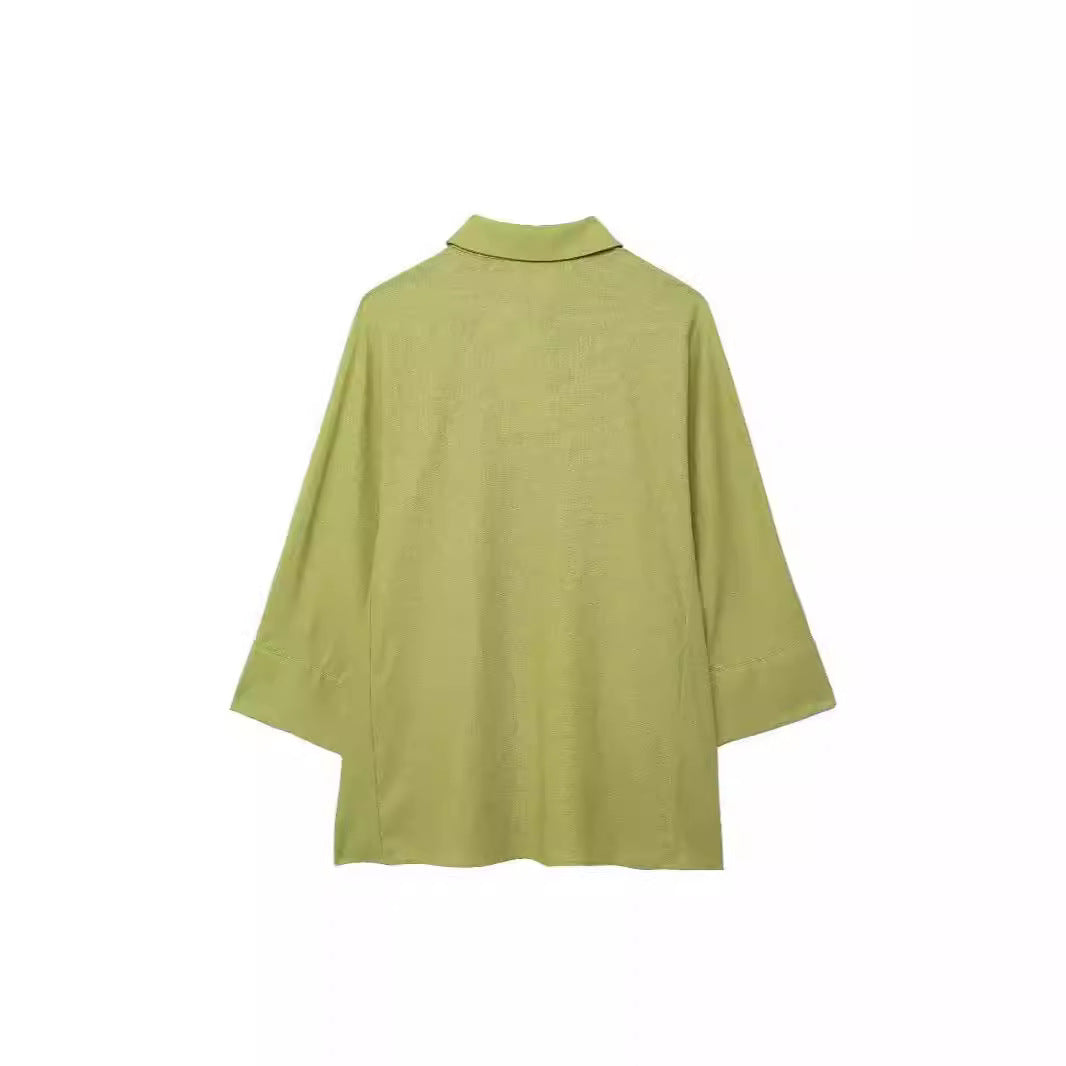 Damen lässige Oversize-Hembluse aus leichtem Baumwollmix mit klassischen Details Fudus