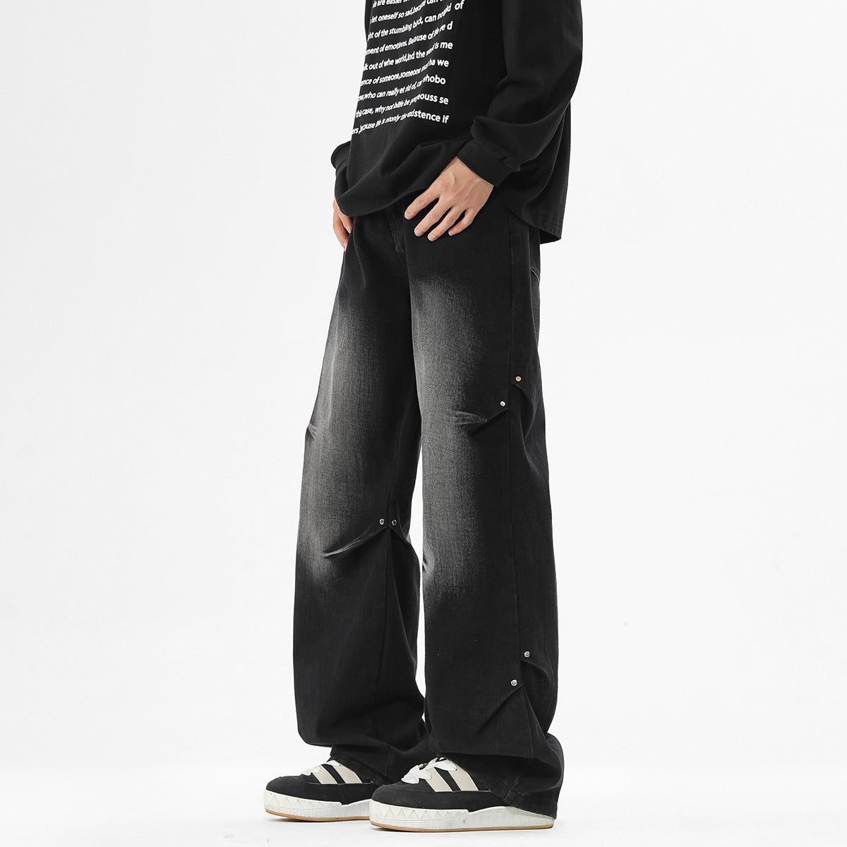 Herren baggy Jeanshose mit lässigem Schnitt und praktischen Taschen Fudus