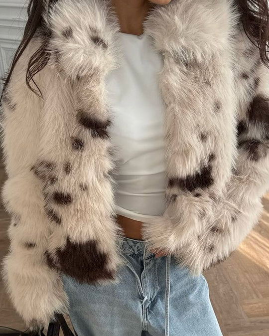 Damen Kunstfelljacke mit modernem Design und hohem Kragen Fudus