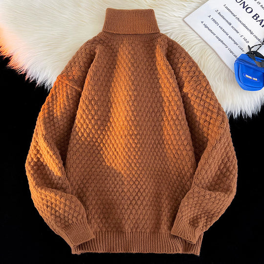 Damen Grobstrick Pullover mit hohem Kragen Fudus