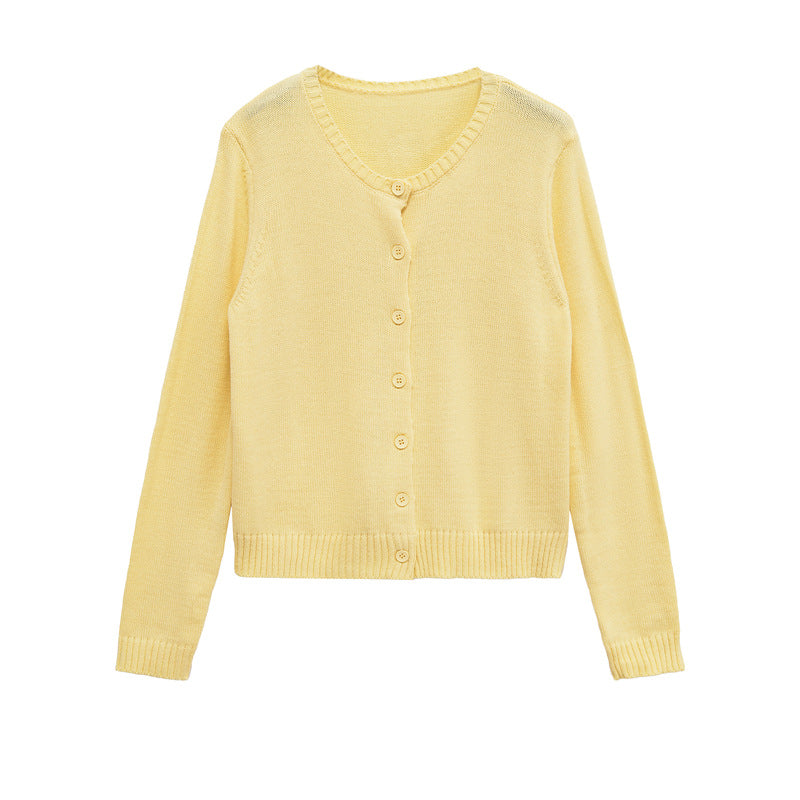 Damen kurzärmelige Strickjacke mit Knopfverschluss Fudus