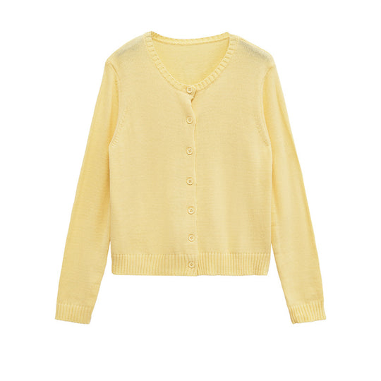 Damen kurzärmelige Strickjacke mit Knopfverschluss Fudus