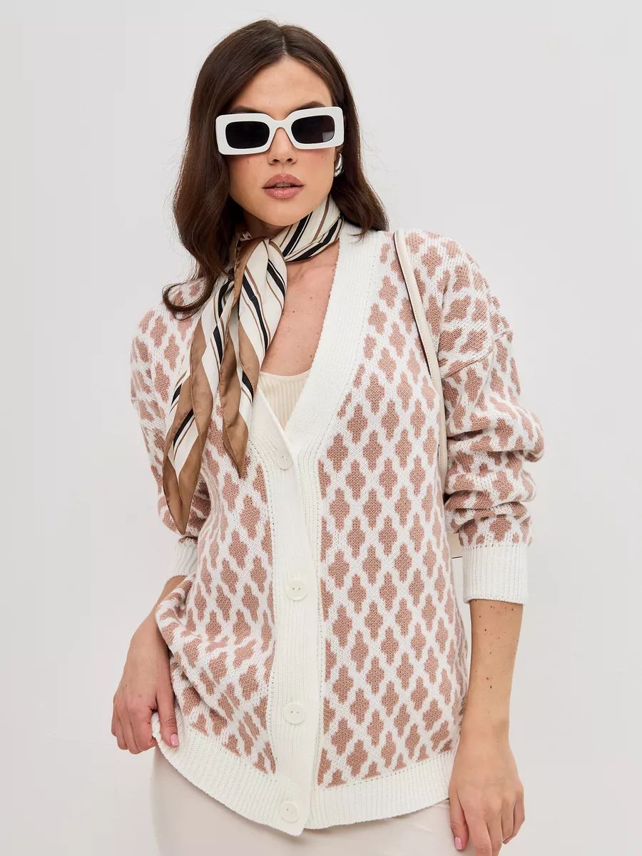 Damen Grobstrickjacke mit modernem Leopardenmuster Fudus