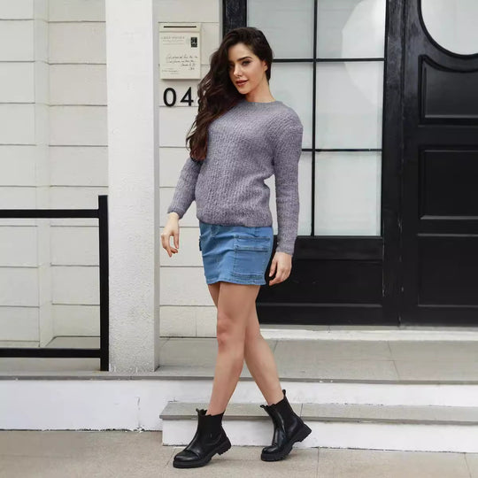 Damen kuscheliger Pullover mit weichem Material und elegantem Design Fudus