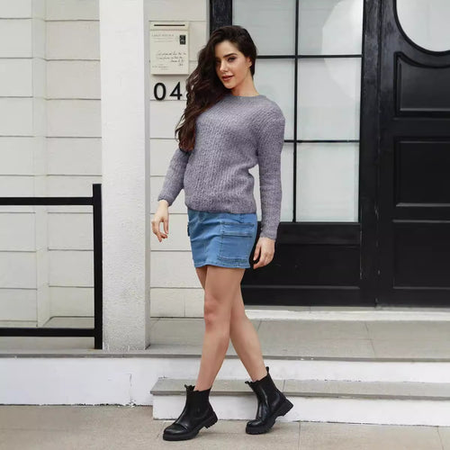 Damen kuscheliger Pullover mit weichem Material und elegantem Design Fudus