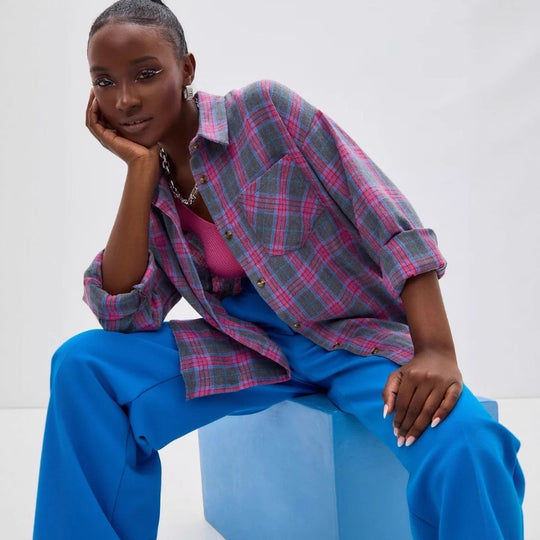 Damen Karierte Überhemd Fudus