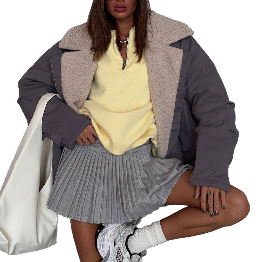 Damen lässige Steppjacke mit gefüttertem Kragen und praktischen Taschen Fudus