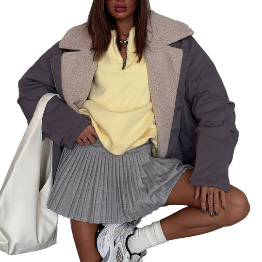 Damen lässige Steppjacke mit gefüttertem Kragen und praktischen Taschen Fudus