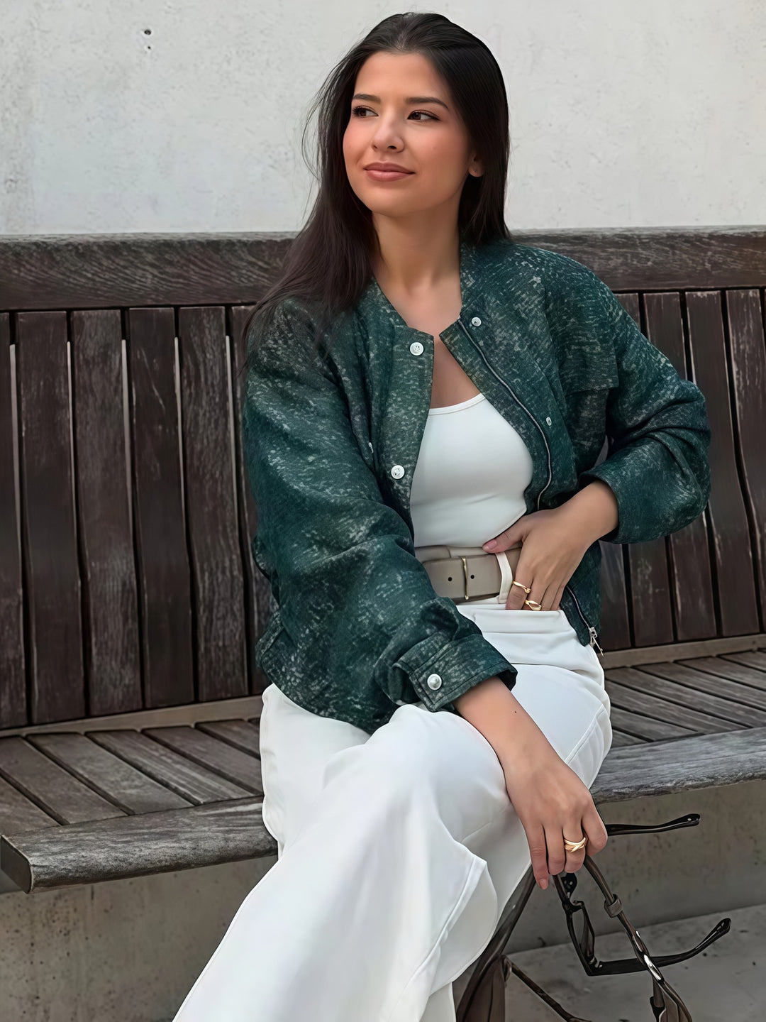 Damen Lässige Oversized-Jacke mit Knopfverschluss Fudus