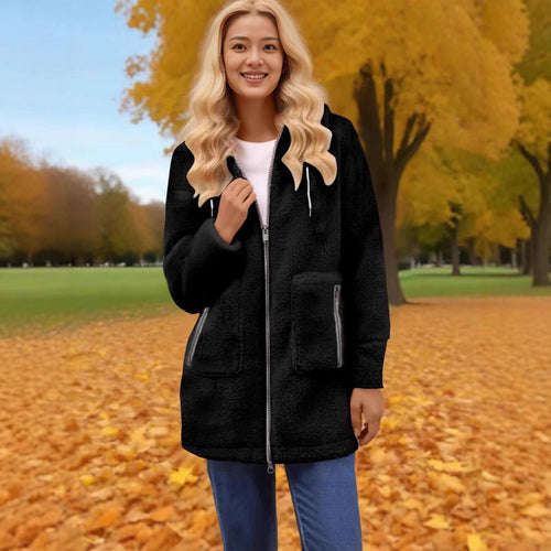 Damen kuschelige Fleecejacke mit praktischen Taschen und durchgehendem Reißverschluss Fudus