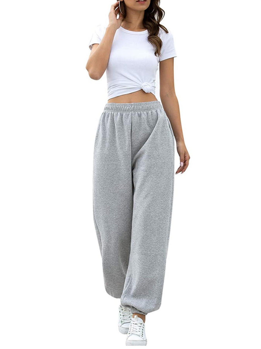 Damen lässige Freizeithose mit weitem Schnitt und elastischem Bund Fudus